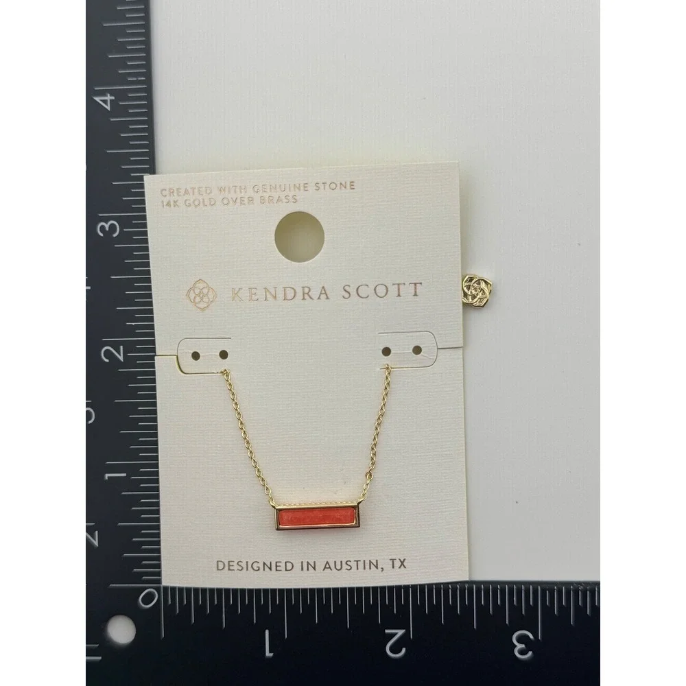 Kendra Scott Paisleigh Gold Tone Necklace Dark Peach Quartz